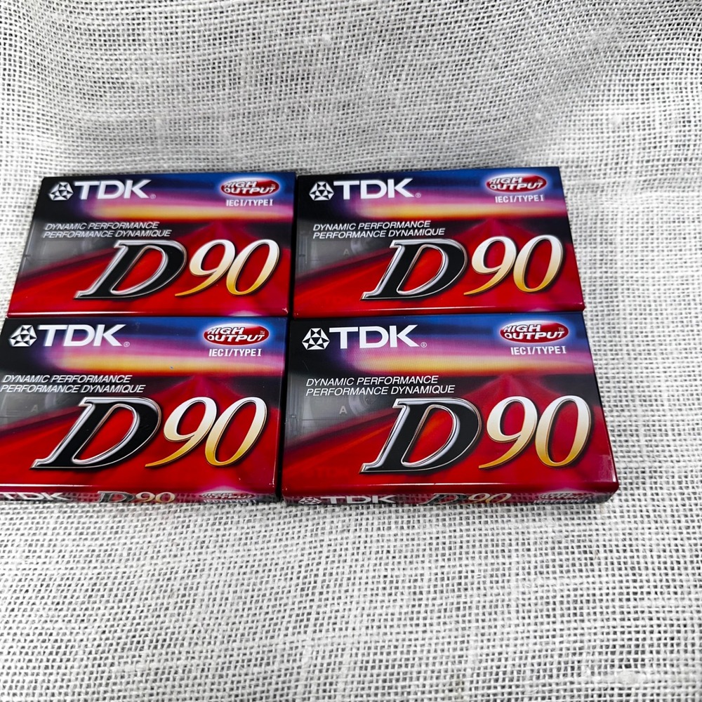 Lot of 4 TDK D90 Blank Audio Cassette Tapes High Output Dynamic Performance 90 M